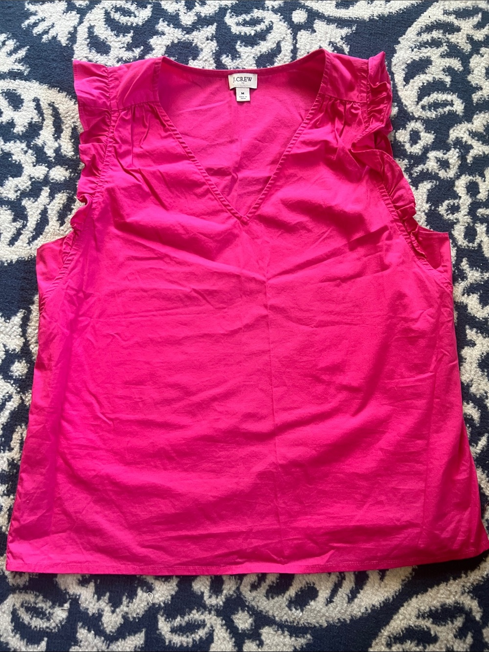 J. Crew Fuchsia V-Neck Ruffle Sleeve Camisole